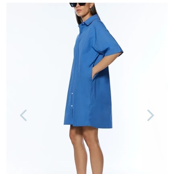 NWTs Oak + Fort | Cobalt Blue Button Down Shirt Dress Size small - Picture 1 of 12